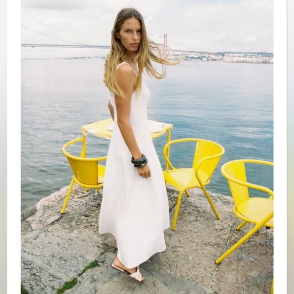 Zara Linen Strappy Midi Dress - Picture 2 of 4